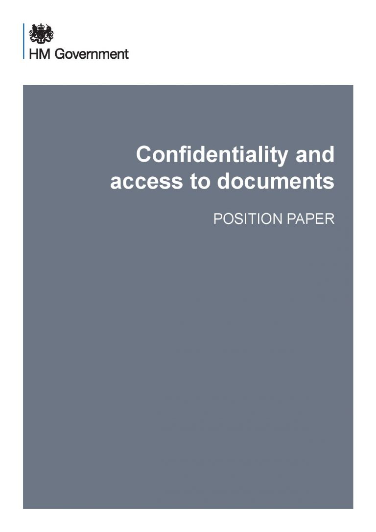 Government position paper – Confidentiality and access to document