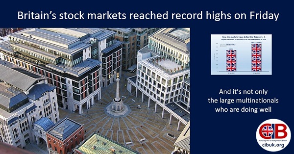 Brexit Britain’s stock markets reached record highs on Friday