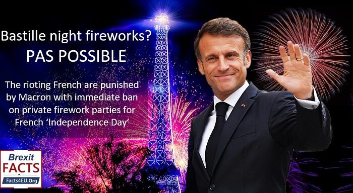 The rioting French are punished by Macron, with immediate ban on firework parties