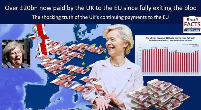 Over £20bn now paid by the UK to the EU since fully exiting the bloc