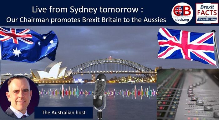 Live from Sydney tomorrow : Our Chairman promotes Brexit Britain to the Aussies